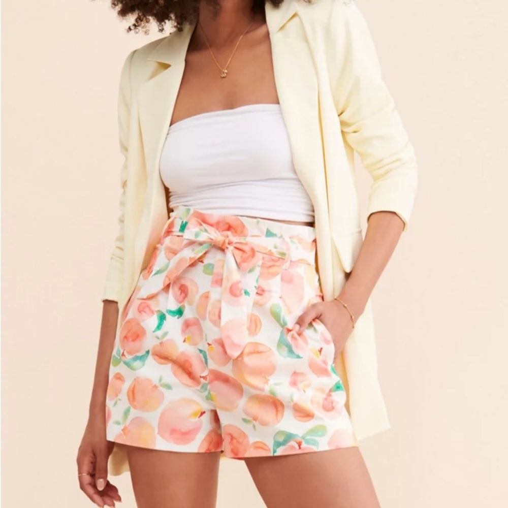Anthropologie Hutch Peach Pattern High Waist Shorts